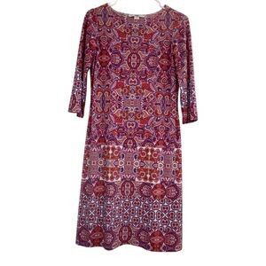 Boho Wisp Anaisey Jersey Dress Pull Over Sheath Three Quarter Length Sleeve